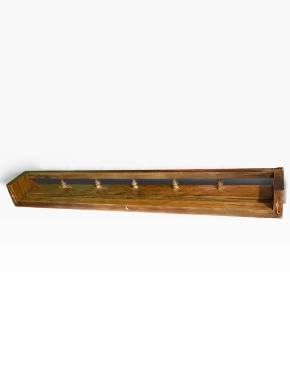 Vintage Wooden Wall-Mounted Shelf with Pegs – 24” Rustic Display Shelf